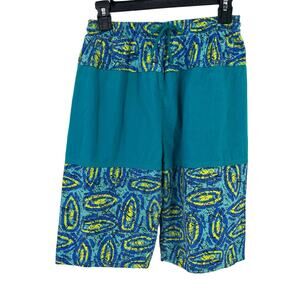 Vintage MTO Surf Green Yello Print Board Shorts Mens Size Medium 10"